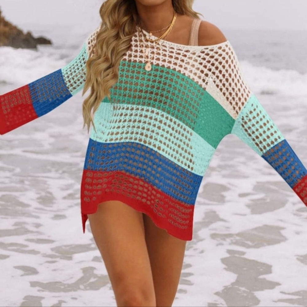 Multicolor Knit Beach Coverup